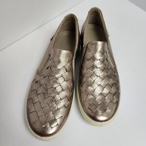 Ecco Woven Metallic Slip-On Sneakers - Rose Gold Womens Sz 10